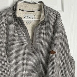 Orvis Black and White Zip-Up Sweater